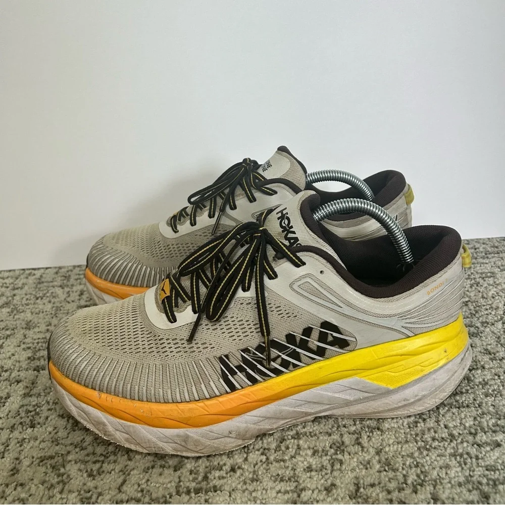 Hoka One Bondi Nimbus Cloud Radiant Yellow Lace-Up Sneakers Size 9.5 Men’s